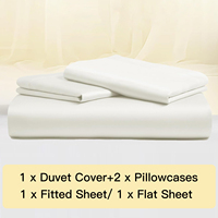 Parure de draps en bambou 4 pièces de luxe qualité hôtelière rafraîchissante avec drap-housse, housse de couette et 2 taies d'oreiller – Vente en gros pour lits Queen et King