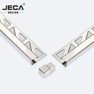 JECA Stainless Steel Tile Trim Different Shapes 304 Grade Chrome Metal Strips For Building Wall Ceramic Tile Edging Profiles