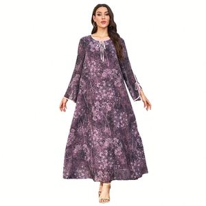 Nuovo Abito Estivo Floreale Casual da Donna Mediorientale Taglie Forti Semplice e Ampio in Poliestere Antistatico <span class=keywords><strong>per</strong></span> Commercio all'Ingrosso Transfrontaliero - Product Image 5