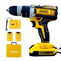 KC Corée, outils électriques de bonne qualité, jaune, kits d'outils électriques sans fil, perceuse électrique sans fil avec deux batteries, un chargeur, boîte en plastique