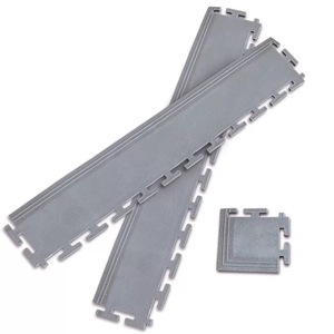 PVC Insulating Flooring Square Puzzle Tiles Waterproof For Auto Repair Shops Industrial Use Gray Black Red Blue Green Trim - Product Image 2