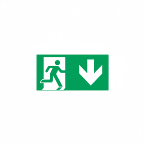 Uscita di emergenza verso il basso segno freccia destra-100 in PVC luminescente * 200mm - Product Image 2
