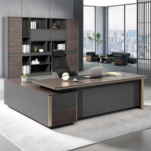 Muebles de oficina modernos de madera de lujo en forma de L, escritorio ejecutivo de elevación de Gerente de melamina para escritorio de Gerente Ejecutivo Boss - Product Image 1