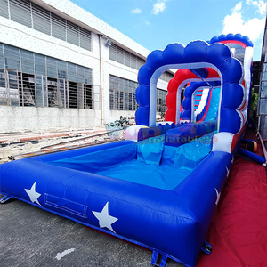 Giant outdoor kids commercial bounce house toboggan gonflable inflatable patriot water <b>slide</b> with swimming <b>pool</b> - Product Image 2