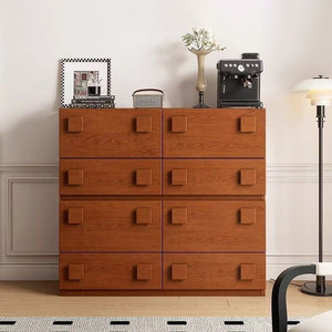 Armoire de rangement en bois massif de style vintage, 5 tiroirs, empilable, armoire de salon, table d'appoint de chambre à coucher - Product Image 3
