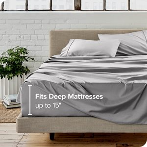 Light Grey Luxury Ultra-Soft Microfiber <strong>Double</strong> Brushed <strong>Deep</strong> Pockets <strong>Sheets</strong> Easy <strong>Fit</strong> 4 Piece Pillowcase Home Queen Bed <strong>Sheet</strong> Set - Product Image 2