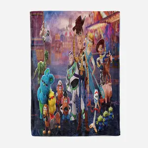 Best-Selling Woody Buzz Custom Printed Anime Toy Story Knitted Flannel Blanket 100% Polyester Family Bedding Decorative Throw