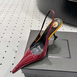 Zapatos de tacón de aguja con correa trasera y punta en pico para mujer, con colores personalizados, tacones originales y charol brillante - Product Image 6