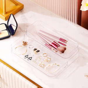 Transparent Pet Cosmetic Organizer With <b>Drawers</b> Simple Style <b>Plastic</b> Makeup <b>Storage</b> Box For Desktop Bathroom 6-10L Capacity - Product Image 2