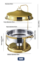 TIANXING Kit Chauffe-Plats de Buffet pour Fêtes, Chafing Dish Luxe à Couvercle Suspendu Doré de 9 L pour Restaurant