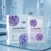 Masque en tissu bio-fermenté à la lavande, hydratant et éclaircissant, emballage personnalisé, masque facial bio, produit de soin de la peau pour institut de beauté