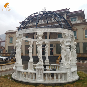 Pergola ronde <span class=keywords><strong>de</strong></span> gazebo en <span class=keywords><strong>pierre</strong></span> <span class=keywords><strong>de</strong></span> marbre sculptée à la main avec statue <span class=keywords><strong>de</strong></span> figure <span class=keywords><strong>pour</strong></span> le <span class=keywords><strong>jardin</strong></span> <span class=keywords><strong>de</strong></span> parc public extérieur MILY - Product Image 4