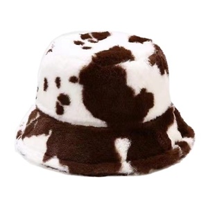 Fashion Cow Print Plush Fisherman Winter Soft Warm Casual <b>Faux</b> <b>Fur</b> Fuzzy Fluffy <b>Bucket</b> <b>Hat</b> Ski Travel Party - Product Image 5