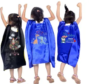 Factory Promotion Custom Made Polyester Satin Superhero Cape For Kids