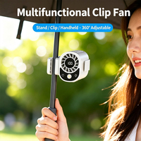 Ventilador de Sombrilla Recargable con Clip, Mini Ventilador Portátil de 3 Velocidades, Ventilador de Escritorio USB con Luz LED