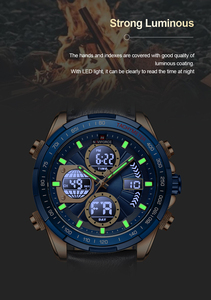 <span class=keywords><strong>Naviforce</strong></span> นาฬิกาข้อมือผู้ชาย, นาฬิกาข้อมือ<span class=keywords><strong>9197L</strong></span> หน้าปัดเรืองแสงหน้าปัดดิจิตอลขนาดใหญ่พร้อมสายหนังนาฬิกา relogio - Product Image 4