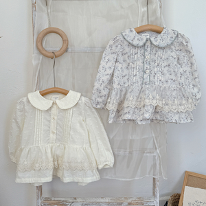 Blusa <span class=keywords><strong>de</strong></span> Encaje con Volantes Florales para Bebé Niña, Primavera 2026, Venta al Por Mayor - Product Image 2