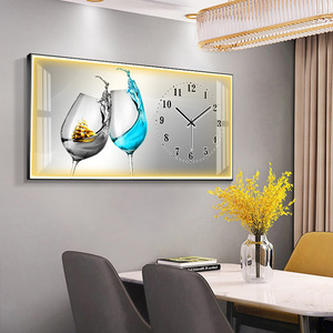 Moderno lujo diamante reloj pared arte abstracto lienzo cristal porcelana marcos luz paisaje Animal imagen lámpara pinturas - Product Image 5