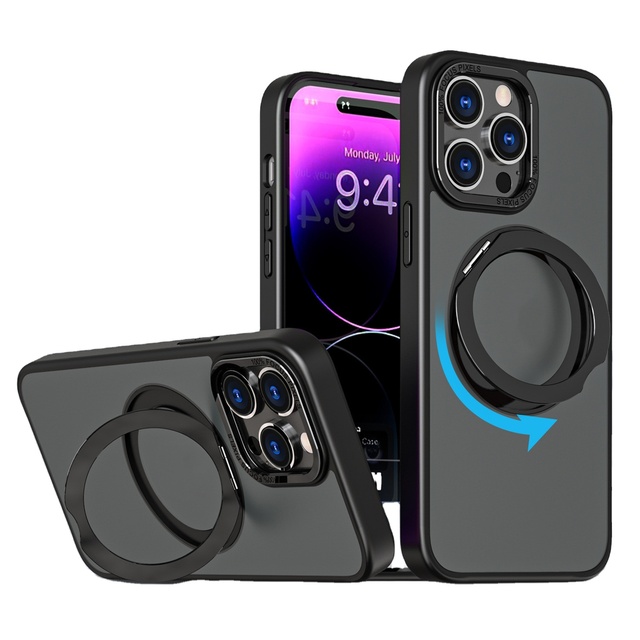 Magnetic 360 Degree Rotation Phone Case with Frosted Shockproof Design Compatible with for iPhone 16 Plus 15 14 Pro Max 13 12
