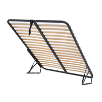 Sommier en acier avec lattes en bois de pin, réglable, amovible, avec fonction de rangement, cadre de lit plat pour chambre à coucher