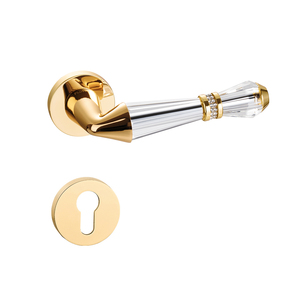 Maniglia per Porta in Ottone Massiccio Serie Venezia con Cristallo, Trattamento Superficiale Elettroforetico, Serratura Meccanica a Mortasa per Appartamento - Product Image 4