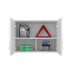 <b>Wall</b> Mounted Cabinet With Two Doors Four <b>Shelves</b> Compact Kitchen Laundry Room <b>Floating</b> Storage - Product Image 3