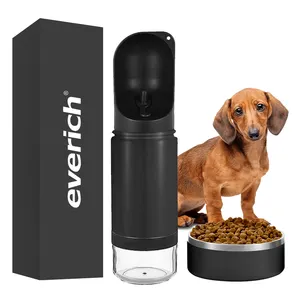 2022 Großhandel Everich Top Seller 3 in 1 New Design Dog Travel Tragbare Haustier Wasser flasche mit Futter behälter