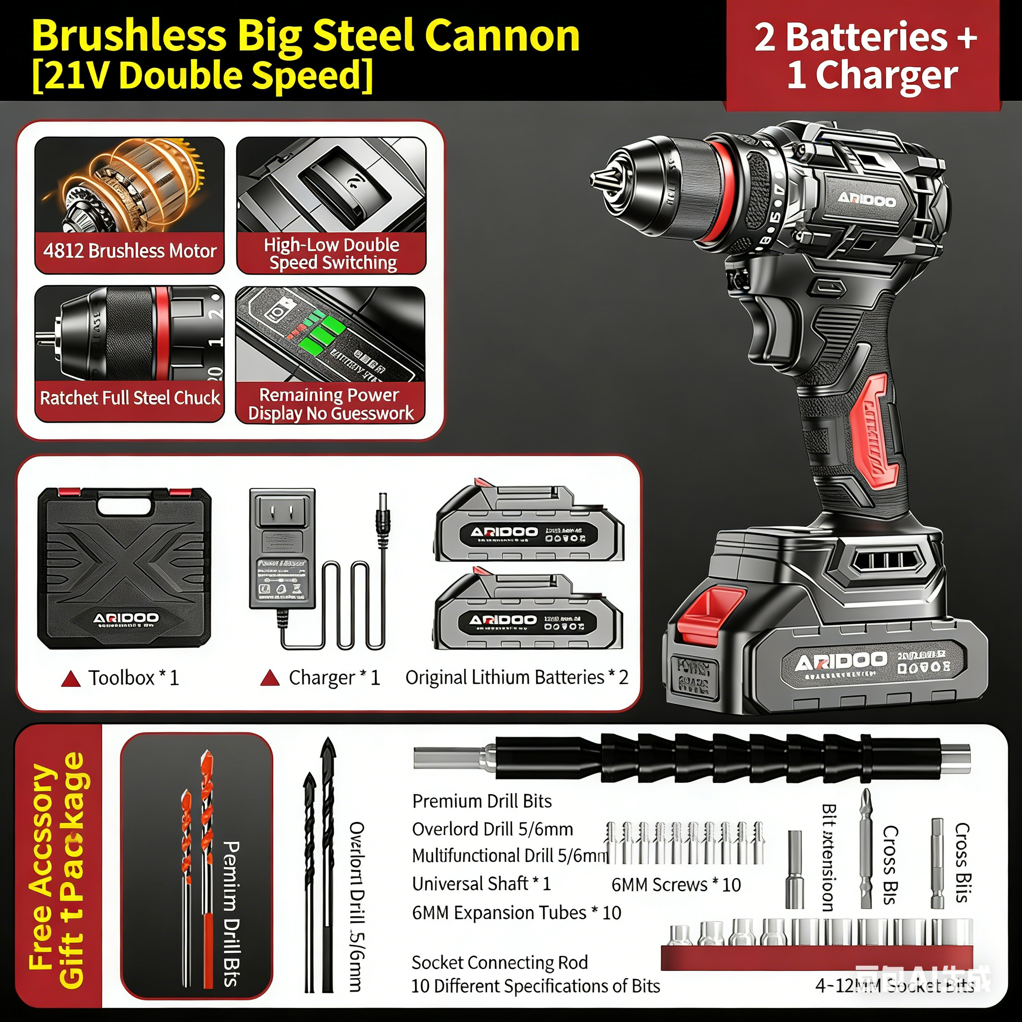 21V-2 batteria, 1 carica