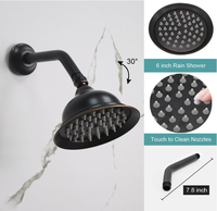 Système de Douche Mural HONGDEC Antique à Double Pommeau de Pluie 6 pouces, Noir Mat, avec Douchette à Main et Jets Corporels Vintage pour Hôtels