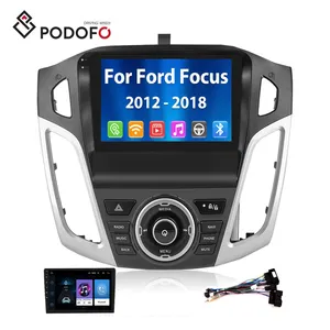Podofo Android Autoradio pour Ford Focus Radio 2012-2018 9 pouces Écran tactile Double Din Unité Principale avec GPS WIFI BT FM RDS