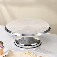 Fournitures de décoration de gâteaux, plateau tournant pour gâteau en alliage d'aluminium de 10 pouces et 12 pouces, plateau tournant antidérapant pour la décoration de gâteaux