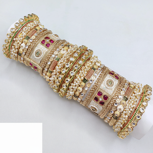 Charming Kundan Meenakari and Pearl <b>Bangles</b> <b>Set</b> Designer Glam Finish Jewelry for Women Perfect for Weddings - Product Image 2