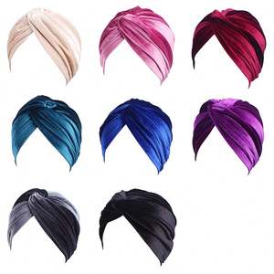 Meilleure vente Turban torsadé musulman de haute qualité pour femmes foulard en velours respirant Hijab Turban d'extérieur - Product Image 3