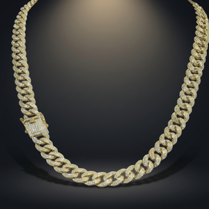 Collar Hiphop Unisex KIVORA de Plata 925 con Moissanita, Cadena de Eslabones, Corte Brillante Redondo, Microincrustaciones, para Uso Diario - Product Image 1