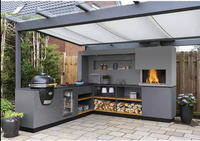 Module d'îlot de barbecue de cuisine extérieure Prima Grils de barbecue avec évier et réfrigérateur combinés en acier inoxydable