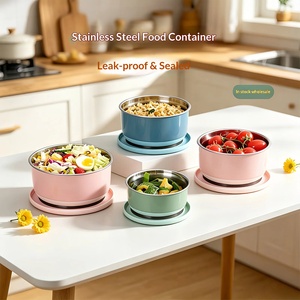 Boîte de conservation en acier inoxydable avec couvercle, boîte à lunch isotherme, boîte de conservation alimentaire pour la cuisine quotidienne - Product Image 2