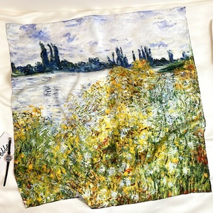 Printemps nouvelle <span class=keywords><strong>peinture</strong></span> à l'huile conception grand carré hijab écharpe femme <span class=keywords><strong>littérature</strong></span> et art rétro écharpe à <span class=keywords><strong>la</strong></span> main vintage châle foulard en soie - Product Image 5