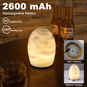 Lámpara de Mesa de Alabastro Natural Recargable de Diseño Creativo ZEROUNO, Sensor de Vibración, RGBW, Interruptor de Ajuste Multi-Partida - Product Image 2