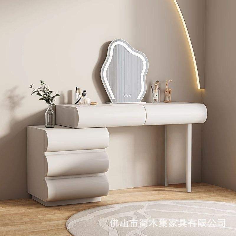 ตู้ 3 ลิ้นชัก 55 สีขาวครีม + โต๊ะ 110 + กระจก