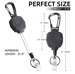 Definite Outdoor Devices DFR01 Custom Logo Black Retractable Badge Holder <b>Keychain</b> with Metal Back Clip - Product Image 4
