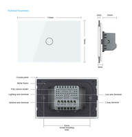 Interruptor Dimmer Inteligente Personalizado Livolo Estándar de EE. UU. 1 Gang 1 Vía 100-240V con Cable Neutro en Vivo Sin Parpadeo Controlador de Luz para Villa