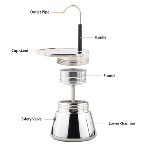 Cafetière expresso pour cuisinière, à bec unique, en acier inoxydable, pour une infusion sombre et riche en quelques minutes, type Moka. - Product Image 2