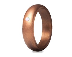 5.7mm <strong>Silicone</strong> Japanese Style Fashion <strong>Wedding</strong> Band <strong>Ring</strong> with Crystal Rhinestone for Women - Product Image 2