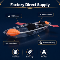 Kayak transparent pour 2 personnes, couleur personnalisée, en polycarbonate, pour lac, mer, loisirs nautiques en plein air