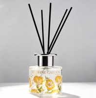 Chaishi – Ensemble de diffuseurs à bâtonnets en verre sans plomb, faits à la main, imprimés de fleurs esthétiques, sans alcool, pour aromathérapie à domicile – Vente en gros