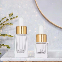 Flacons compte-gouttes carrés plats en verre de 100 ml pour sérum et gouttes oculaires, flacons compte-gouttes rechargeables pour diffuseur à bâtonnets et huiles essentielles, flacons pipette pour soins de la peau
