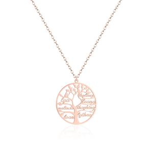 Collana con Ciondolo Personalizzato in Acciaio Inox Placcato Oro, Albero Genealogico con Nomi per Donne - Product Image 5