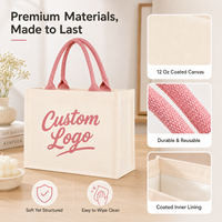 Tas Tote Kanvas Berlapis 12 Oz Cetak Kustom, Tas Belanja Terstruktur Dapat Digunakan Kembali, Terbuka di Bagian Atas, Grosir OEM Label Pribadi