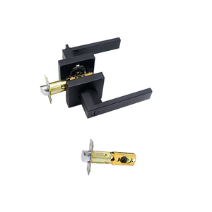 Entry <strong>Lever</strong> Door Handle and Single Cylinder Deadbolt Lock and Key Slim Square <strong>Locking</strong> <strong>Lever</strong> Handle Set - Product Image 3