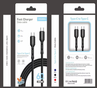 Cable de Datos USB Tipo-C a Tipo-C de 1M y 5 Celdas OD 4.5-60W con Carga Súper Rápida 3A/6A, Precios Perfectos de Clase Maravillosa